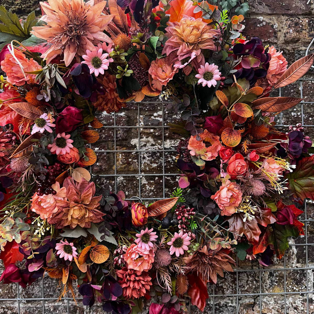 The Betsy 60cm multi season burnt orange & dusky pinks wreath