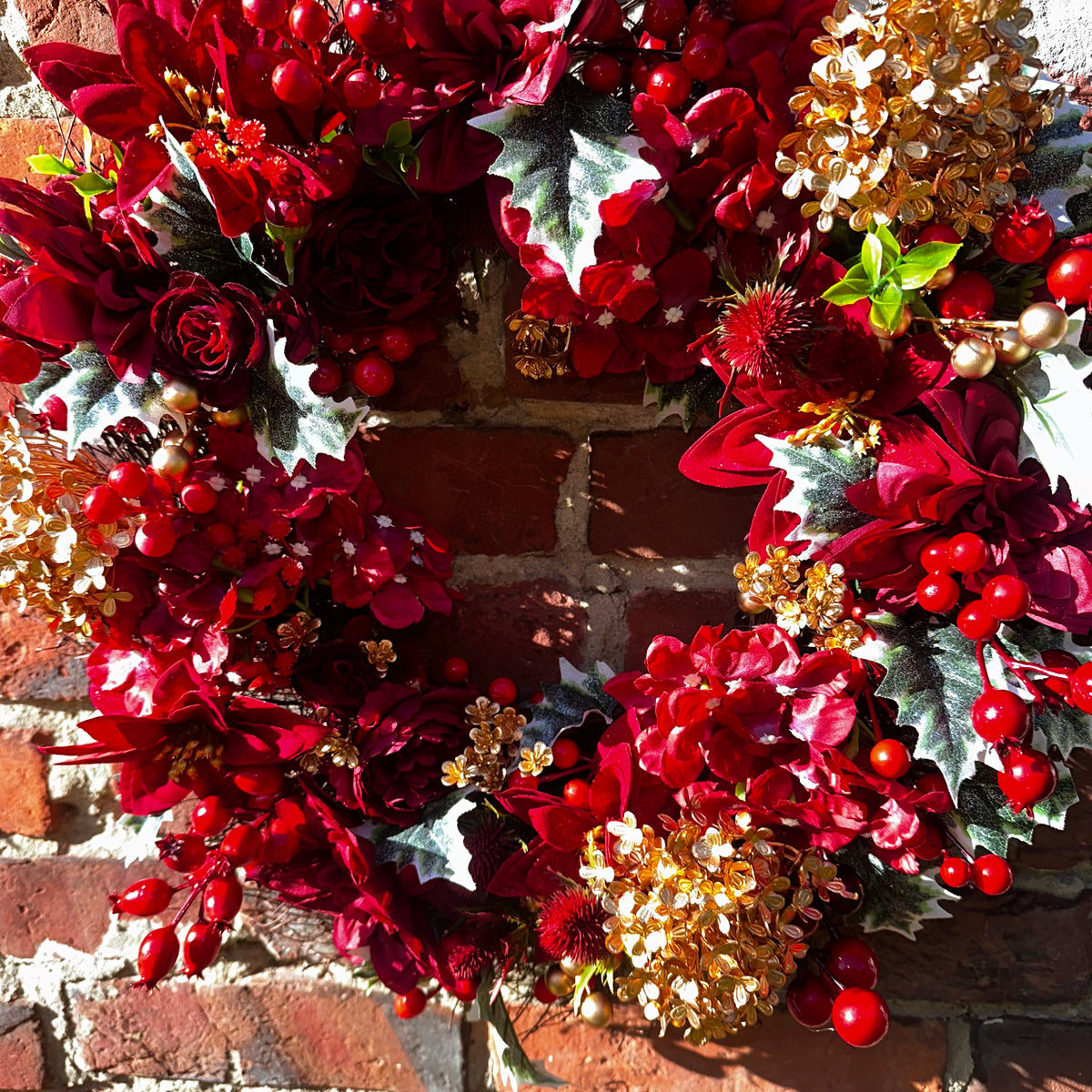 Carolina Seasonal Deep Red, Gold & Burgundy wreath
