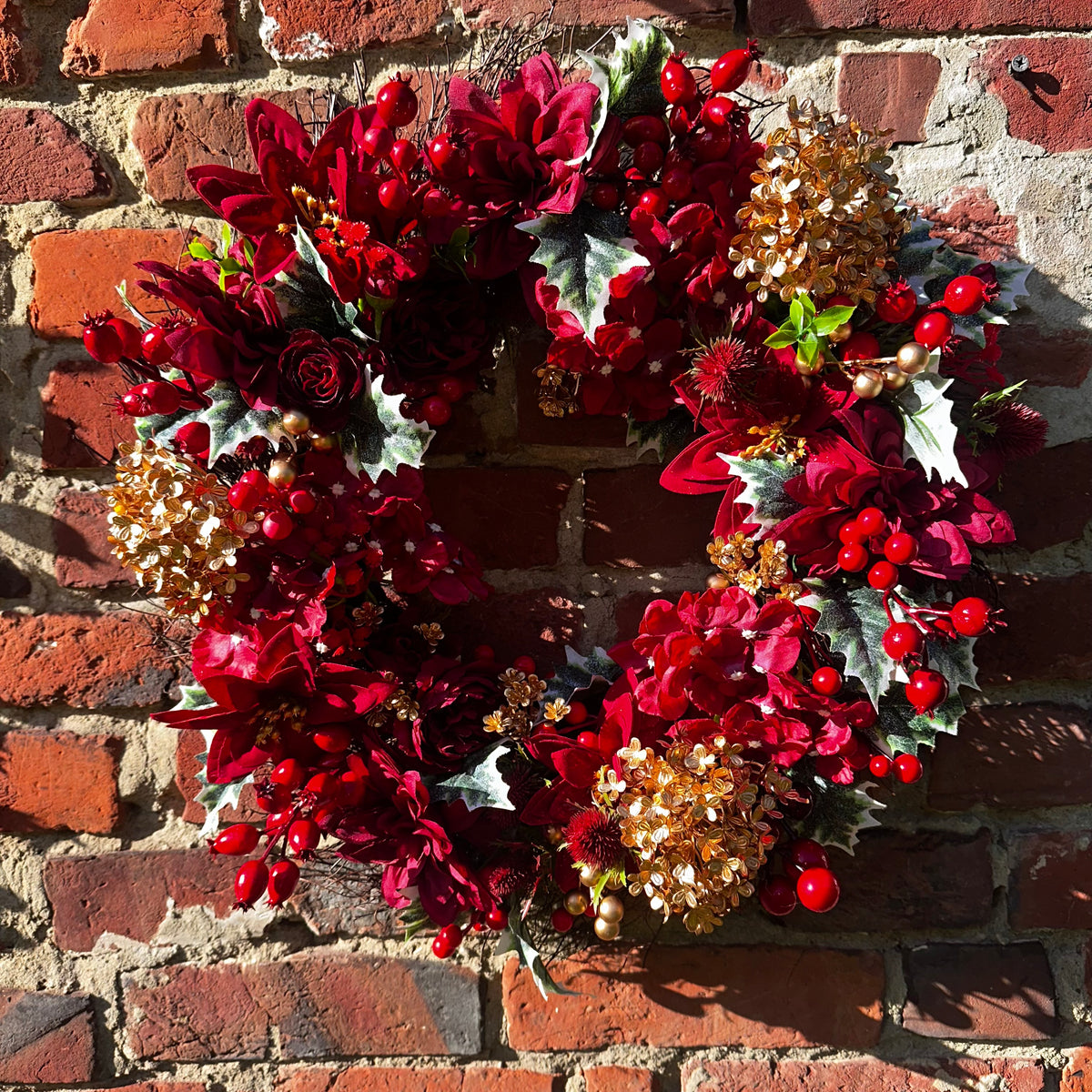 Carolina Seasonal Deep Red, Gold & Burgundy wreath