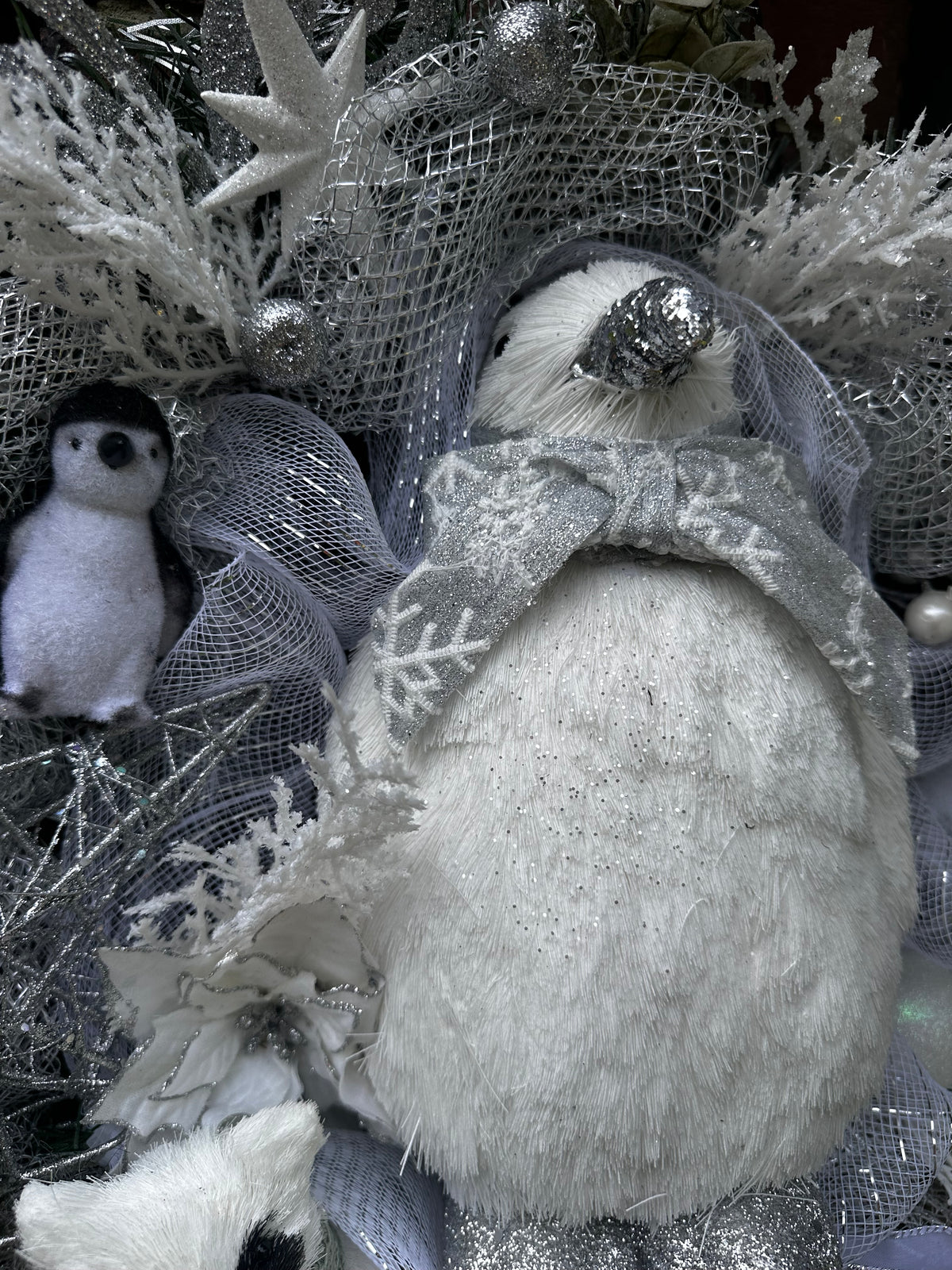 Peter the Penguin in a winter wonderland wreath