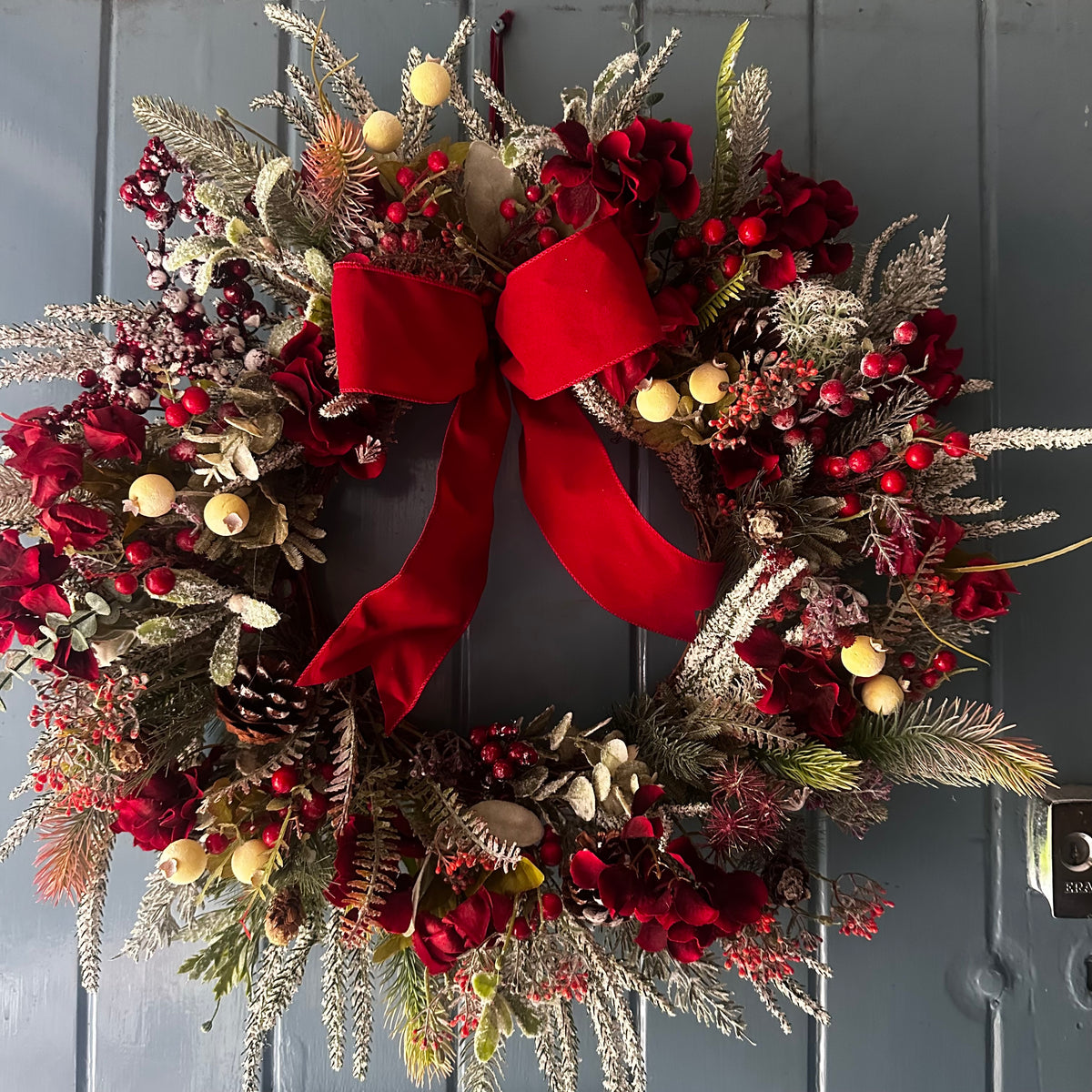 “Mary Berry” seasonal 55cm luxury wreath. Berries & thoughtfully curated foliage.