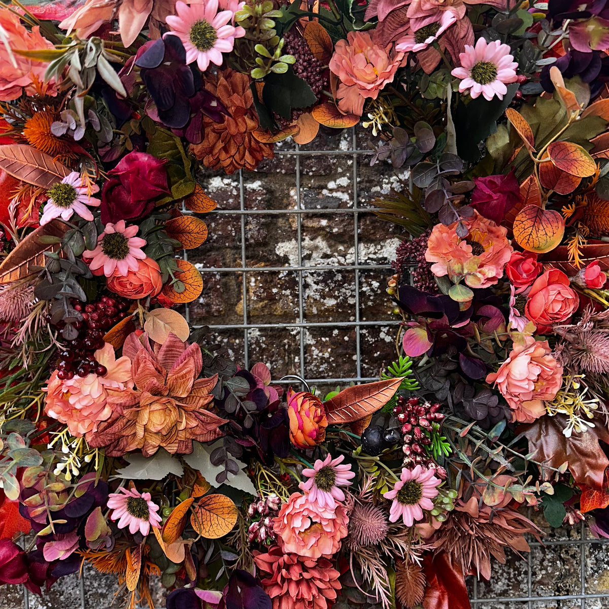 The Betsy 60cm multi season burnt orange & dusky pinks wreath