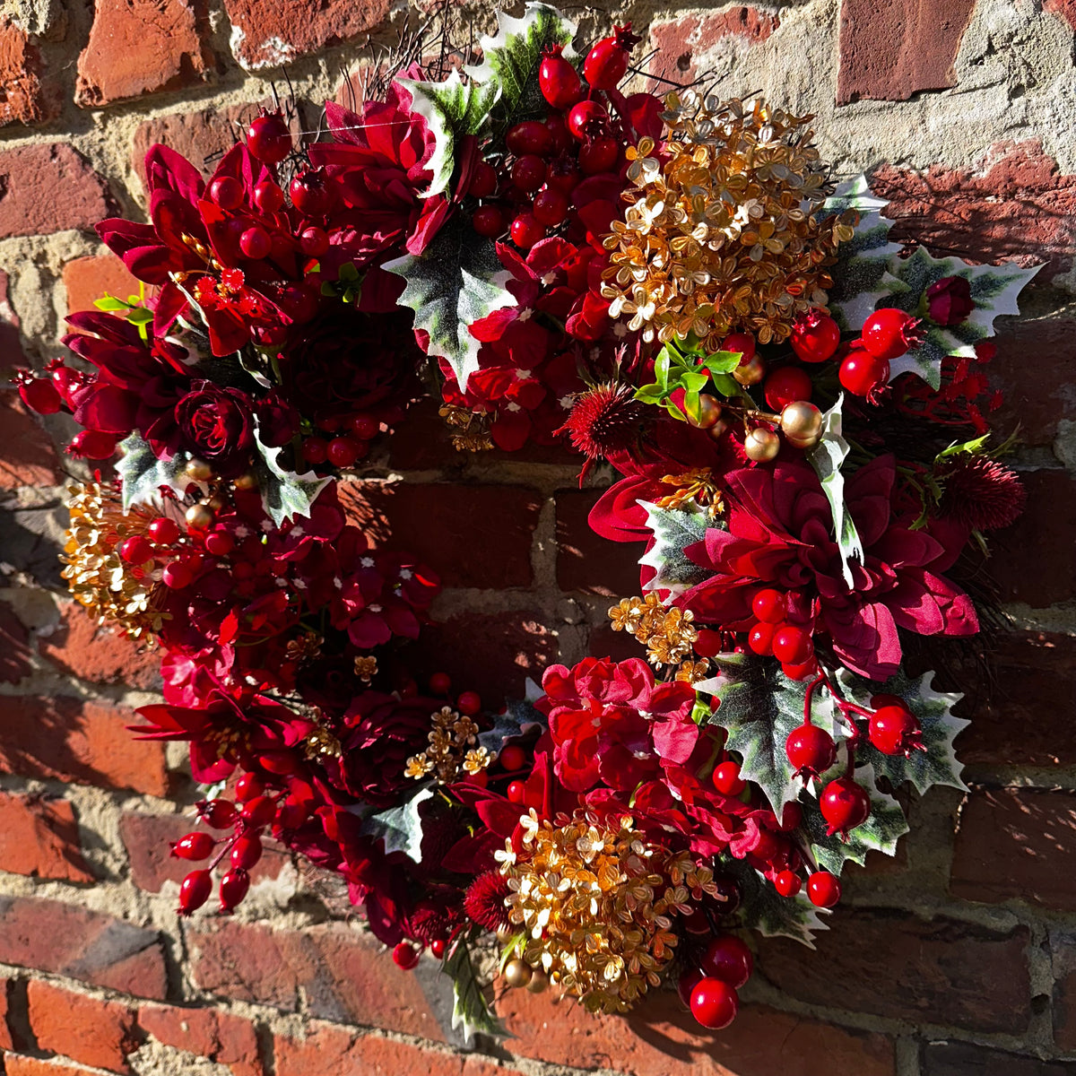 Carolina Seasonal Deep Red, Gold & Burgundy wreath