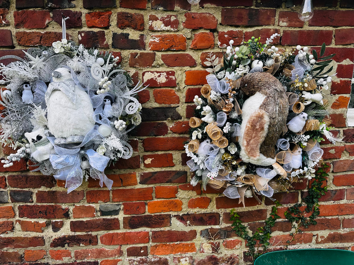 Peter the Penguin in a winter wonderland wreath
