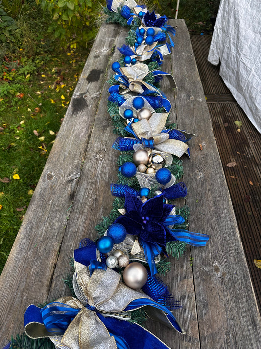 Duchess 9ft Garland Royal Blue & Champagne