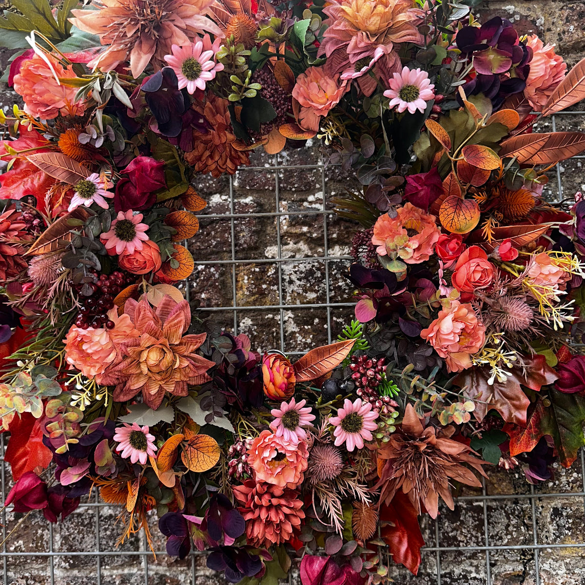 The Betsy 60cm multi season burnt orange & dusky pinks wreath