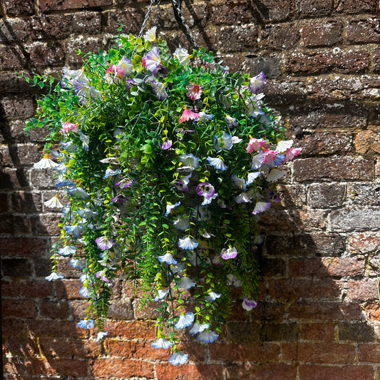 14” Pretty pastels hanging basket