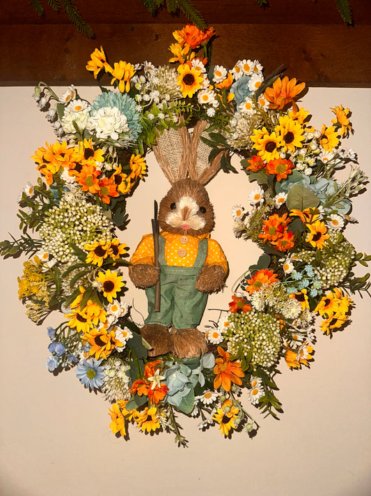 Benjamin bunny  (12” x 15”) yellow Easter wreath 🐇