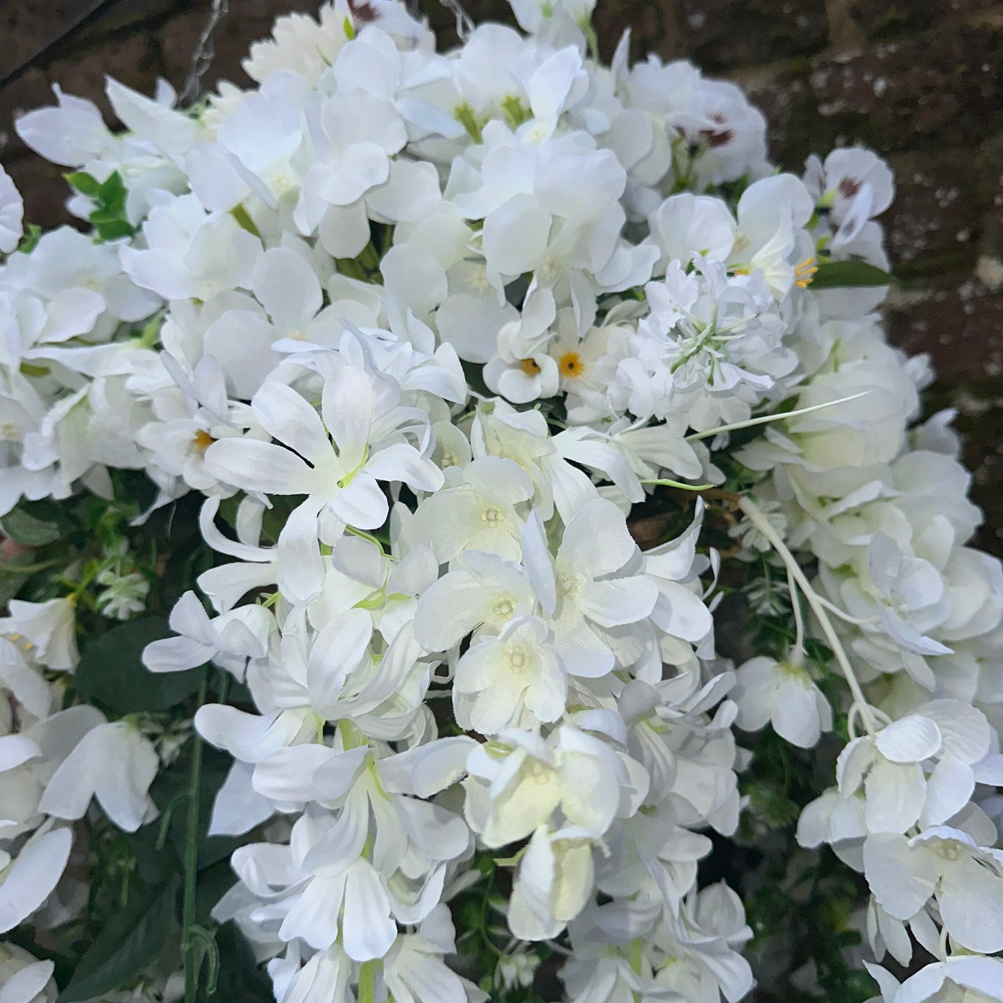 Deluxe white florals pair of hanging baskets