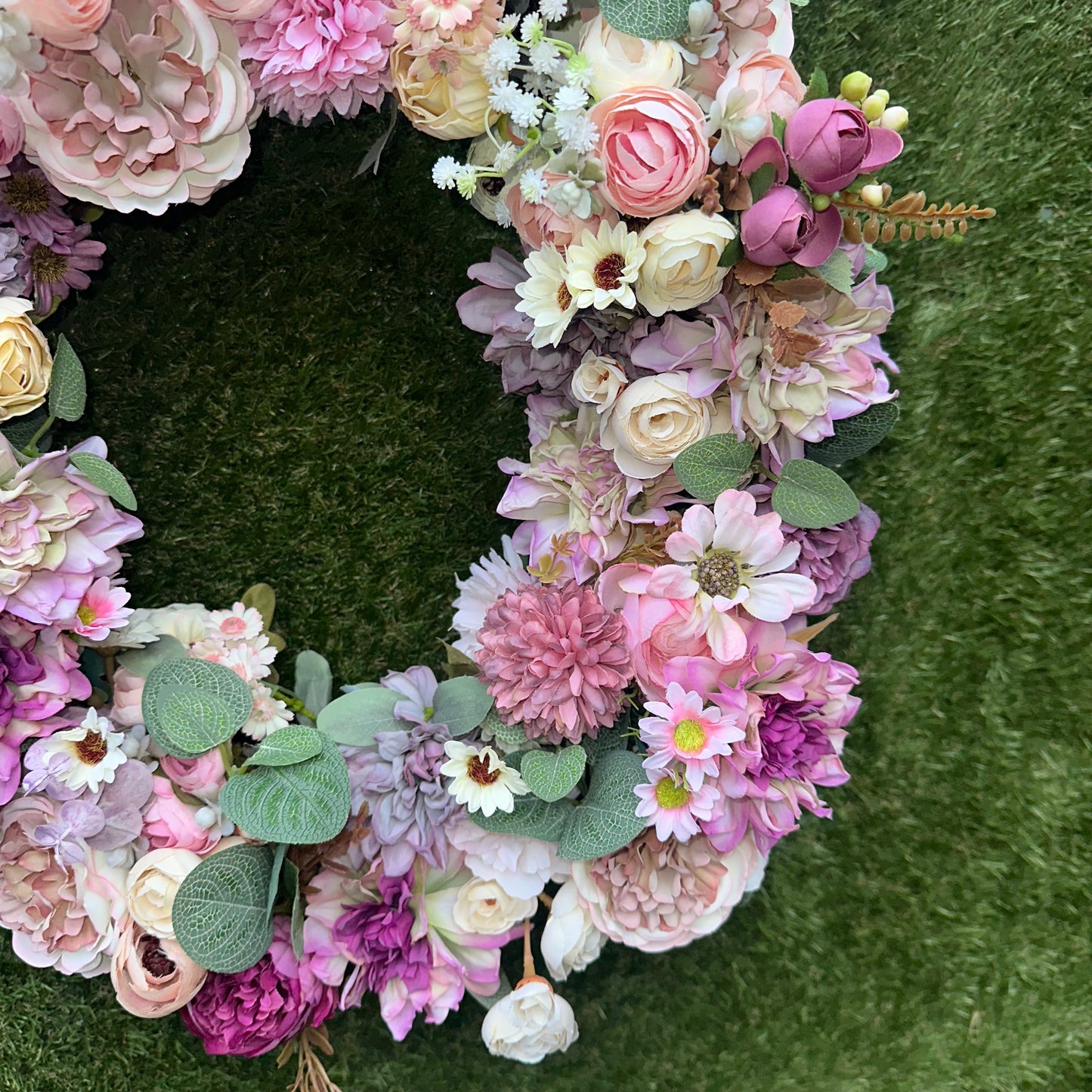 Jenna dusky pink floral wreath.