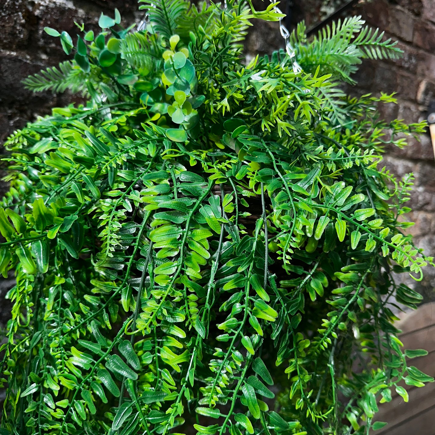 The Giselle natural foliage hanging basket ( shown on right of video)