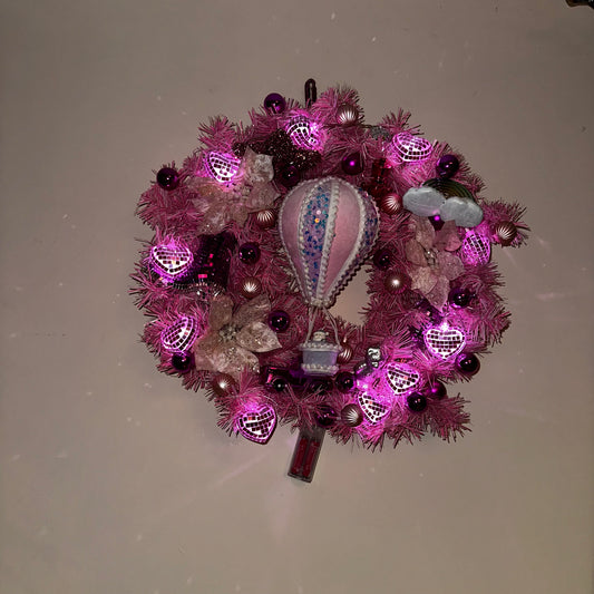 Chrystal pink light up wreath