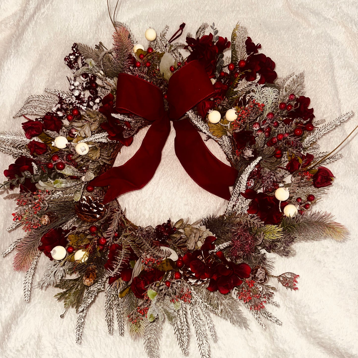 “Mary Berry” seasonal 55cm luxury wreath. Berries & thoughtfully curated foliage.