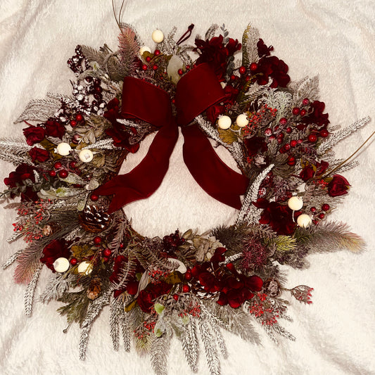 “Mary Berry” seasonal 55cm luxury wreath. Berries & thoughtfully curated foliage.