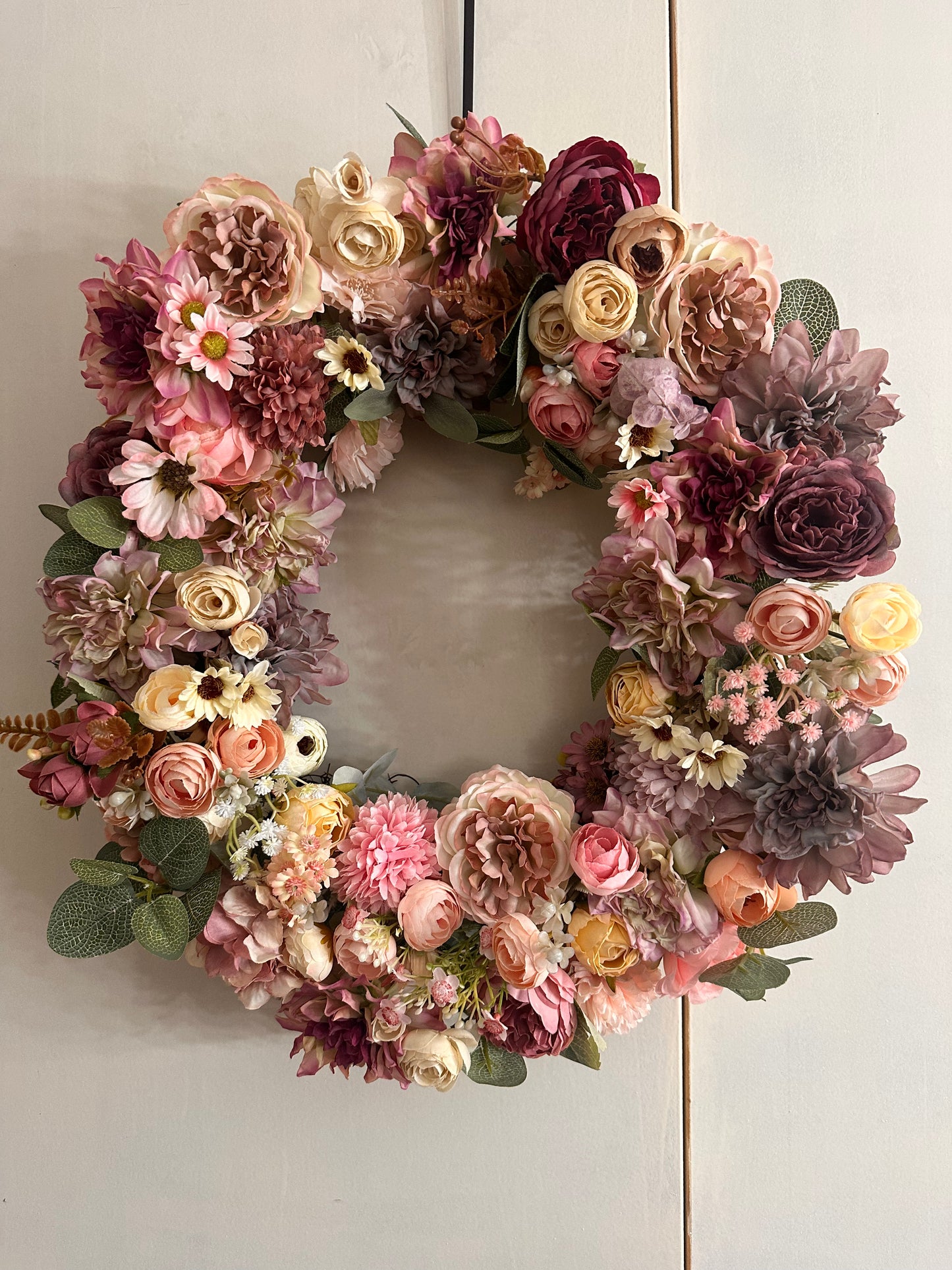 Jenna dusky pink floral wreath.