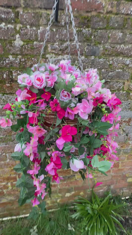 “Flirt” pinks hanging basket