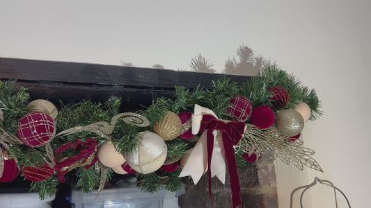 Luxury soft garland in gold, beige & burgundy